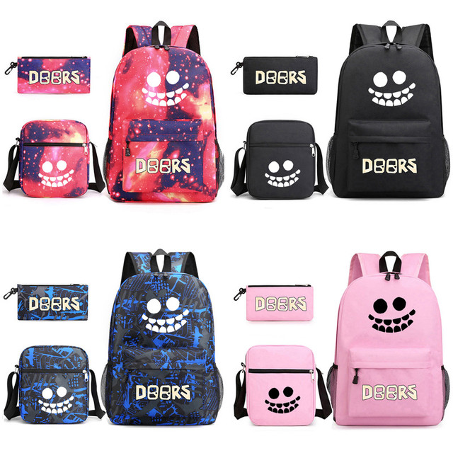 Novo Jogo Portas Circundantes Roblox Figura Escola Bolsa Mochila Lápis  Bolsa de Ombro Set Anime Cartoon School Bag Mochila - AliExpress